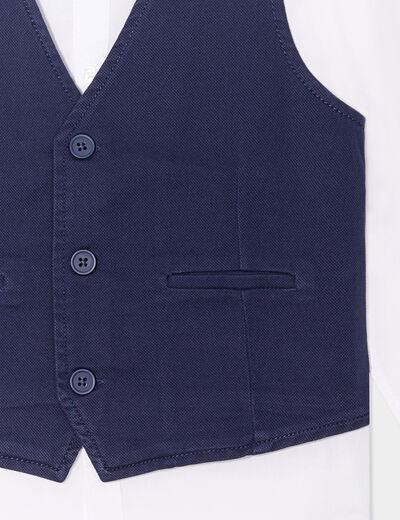 Ensemble 3 pi&egrave;ces chemise veste noeud bleu marine gar&ccedil;on