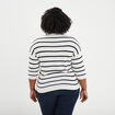 Pull col en V manches 3/4 ecru femme grande taille