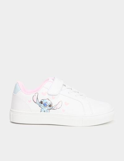 Tennis basses à scratchs Stitch blanc fille