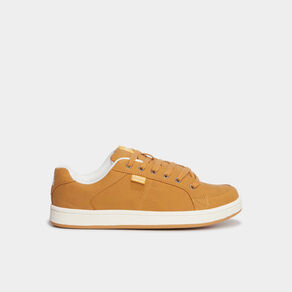 Tennis à lacets bout rond jaune foncé homme