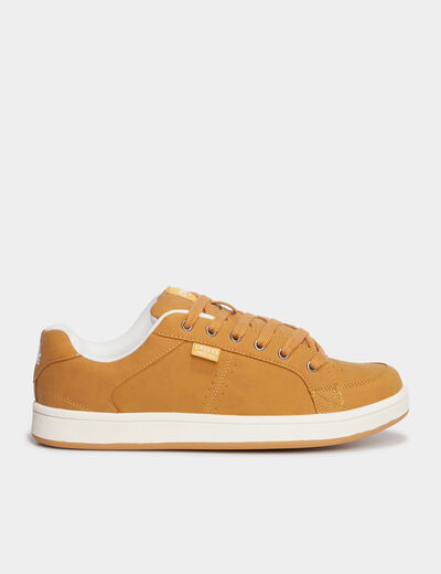Tennis à lacets bout rond jaune foncé homme