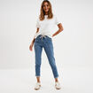 Jeans droit taille élastiquée denim stone femme