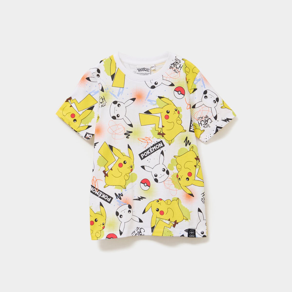 T-shirt manches courtes Pokémon Pikachu blanc garçon