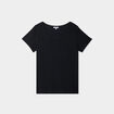 T-shirt col en V manches courtes coton noir femme grande taille