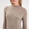 Robe pull col montant manches longues gris femme