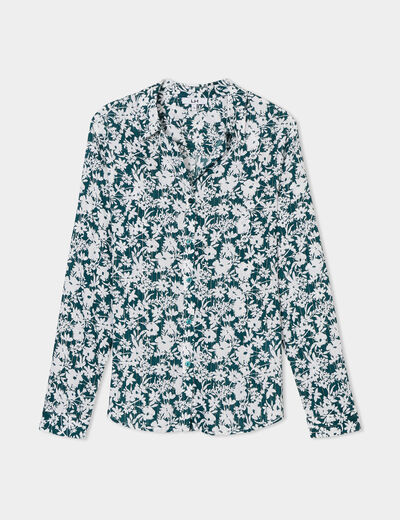 Chemise fluide manches longues vert foncé femme