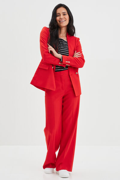 Veste blazer double boutonnage rouge femme
