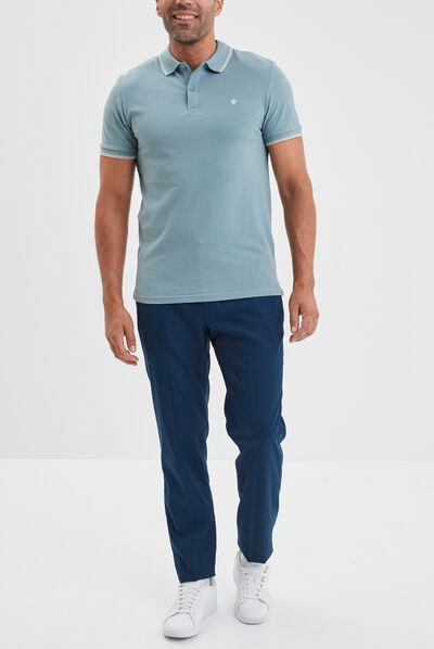 Pantalon droit avec pinces bleu electrique homme