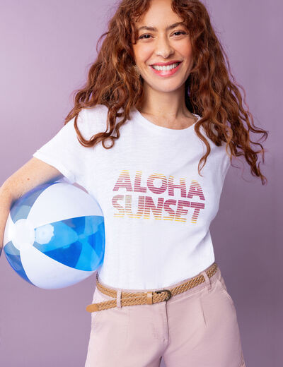 T-shirt manches courtes coton blanc femme