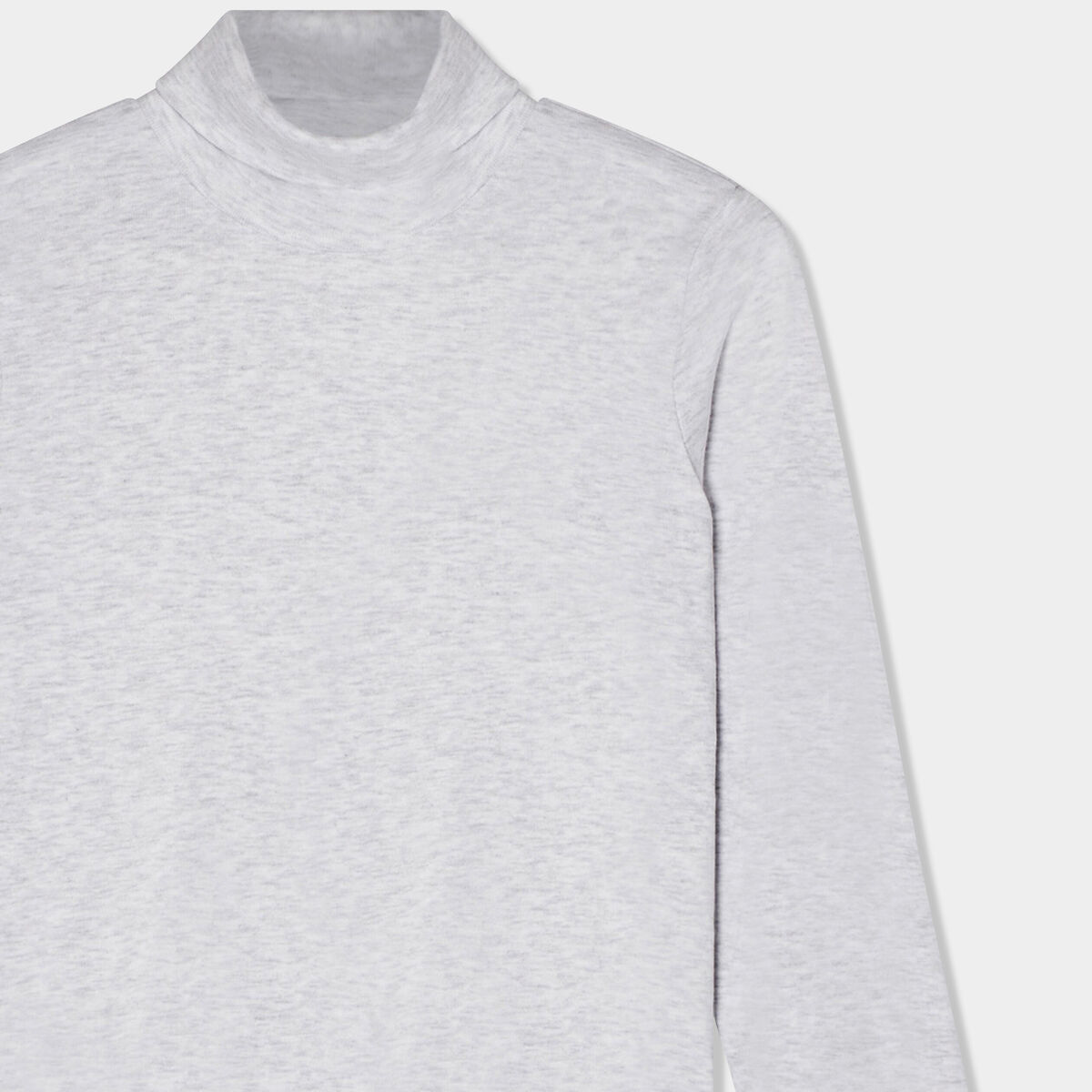 T-shirt coton col roul&eacute; manches longues ecru gar&ccedil;on