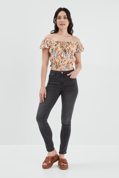 Jeans slim taille standard noir femme
