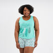 Ensemble pyjama short et débardeur coton bleu turquoise femme grande taille