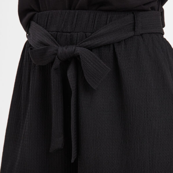 Short fluide taille élastiquée ceinturée noir femme