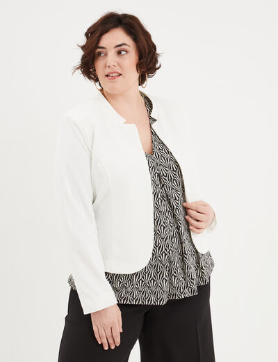 Veste droite cropped blanc femme grande taille