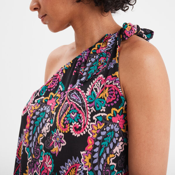 debardeur asymetrique avec noeud noir femme Débardeur asymétrique avec noeud noir femme