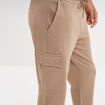 Pantalon cargo taille &eacute;lastiqu&eacute;e taupe homme