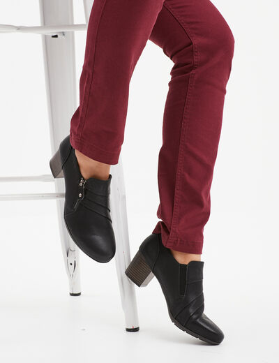 Loafers à talons zippées Confortissimo noir femme