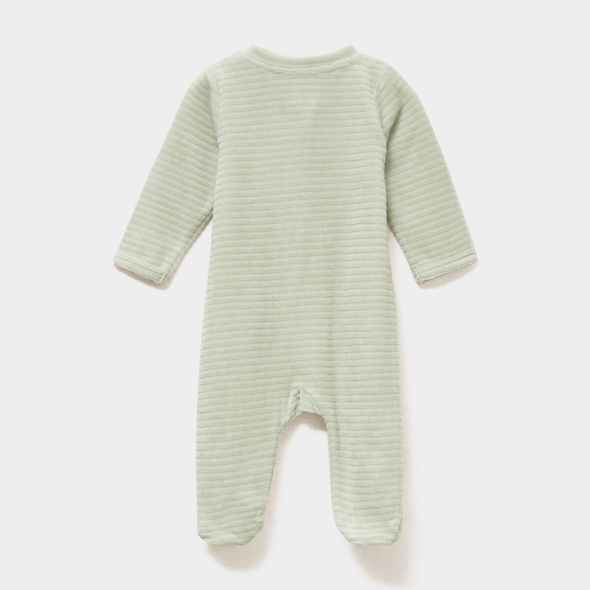 Dors-bien velours zipp&eacute; manches longues vert pastel b&eacute;b&eacute;