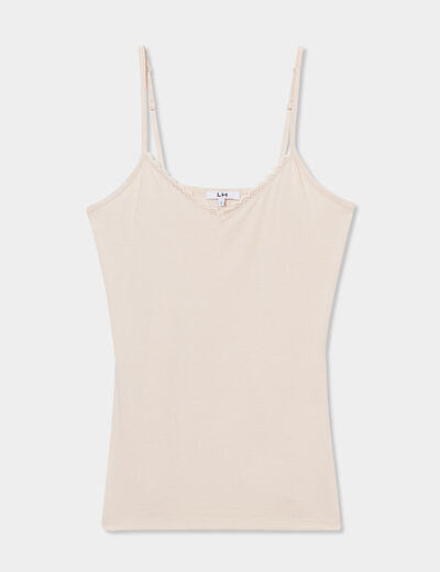 Débardeur thermique bretelles fines beige femme