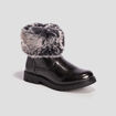 Bottines zippées vernies crantées noir fille