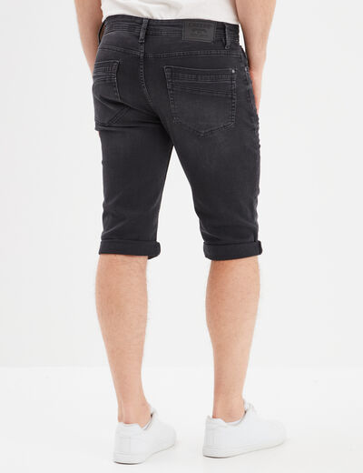 Bermuda regular en jean denim noir homme