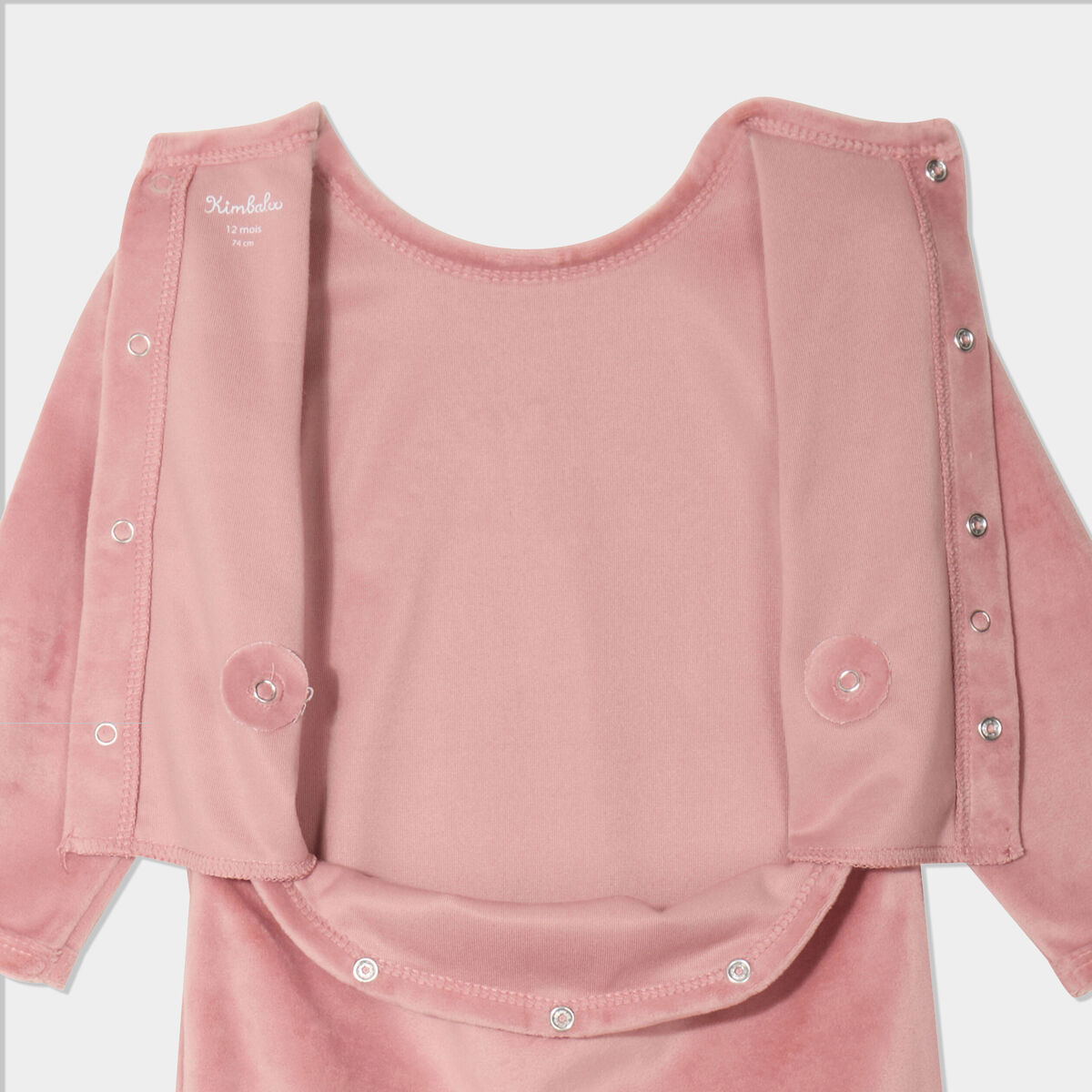 Dors-bien effet velours manches longues vieux rose b&eacute;b&eacute;