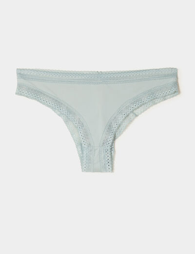 Lot 2 tangas bandes dentelle vert clair femme