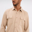Surchemise manches longues 2 poches beige homme