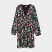 Robe courte fluide col cache-coeur noir femme
