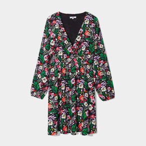 robe courte fluide col cache coeur noir femme Robe courte fluide col cache-coeur noir femme