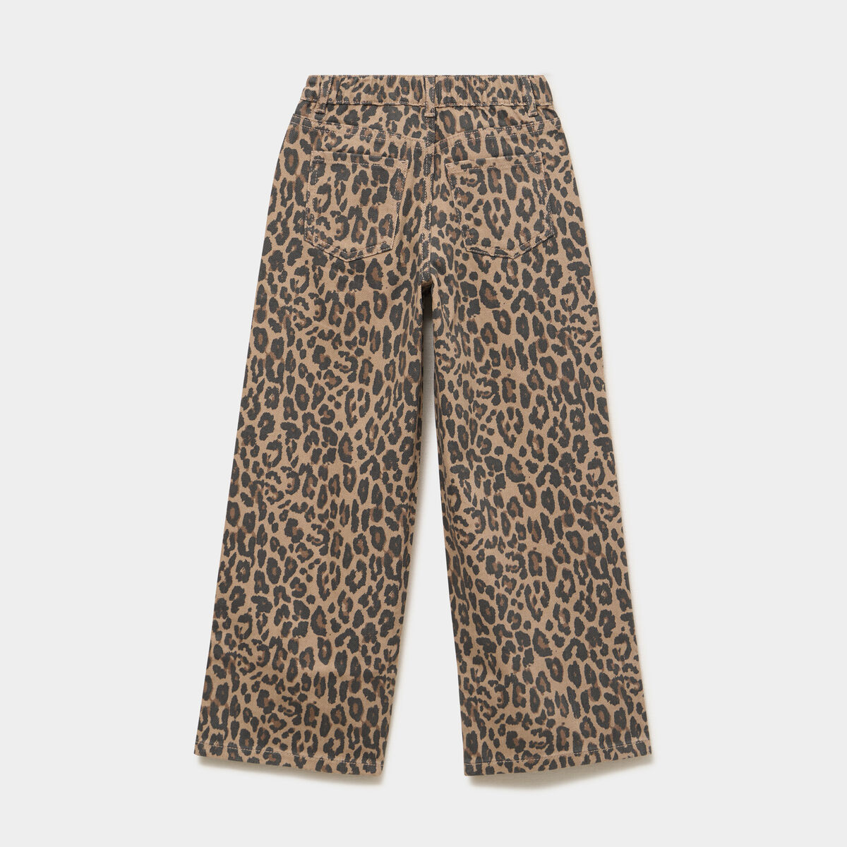 Pantalon large taille ajustable coton marron fille