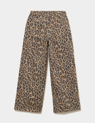 Pantalon large taille ajustable coton marron fille