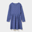 Robe évasée manches longues coton bleu gris fille
