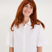 Chemise boxy manches coude boutonn&eacute;e blanc femme