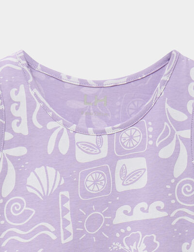 Robe patineuse sans manches coton parme fille