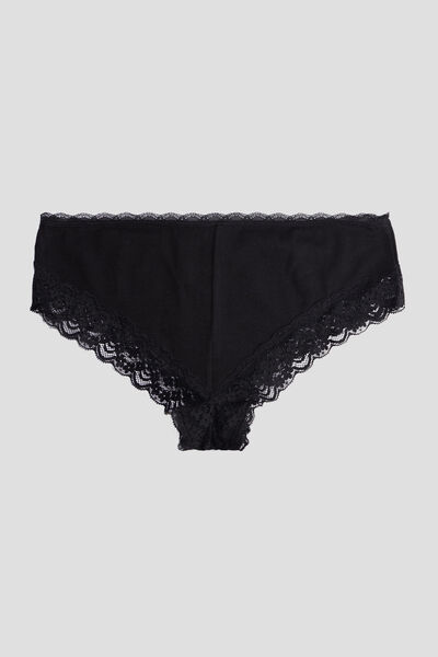 Lot 3 shortys en coton avec dentelle noir femme