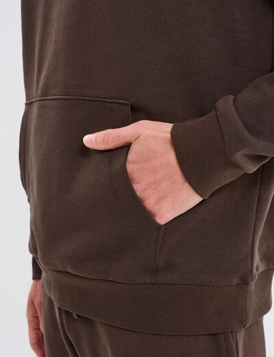 Sweat molleton à capuche hoodie marron foncé homme