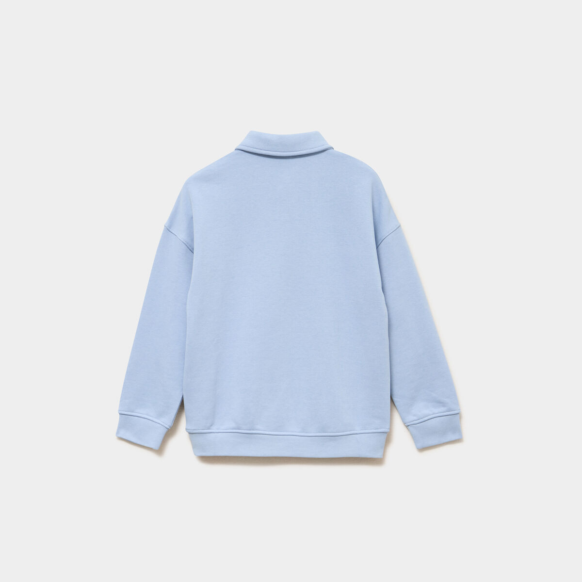 Sweat col polo manches longues bleu ciel gar&ccedil;on