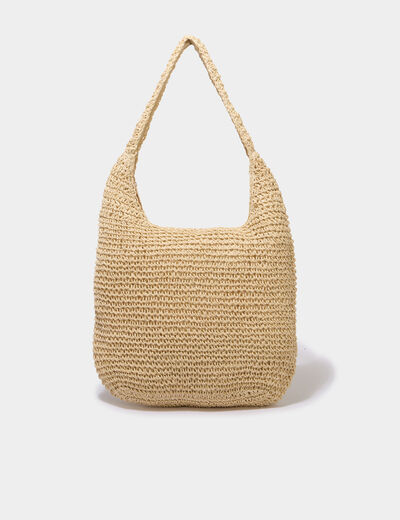Sac cabas tress&eacute; port&eacute;-&eacute;paule sable femme