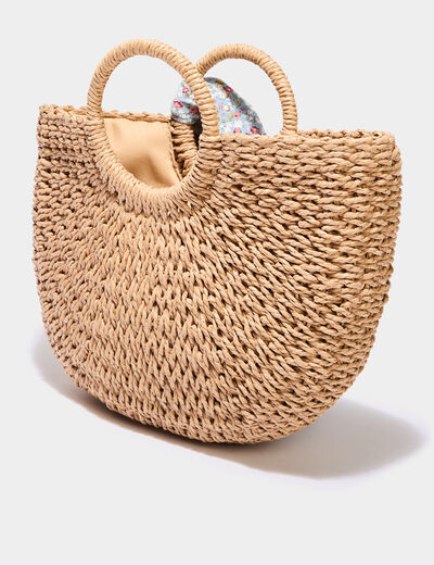 Sac panier demi-lune détail foulard sable femme