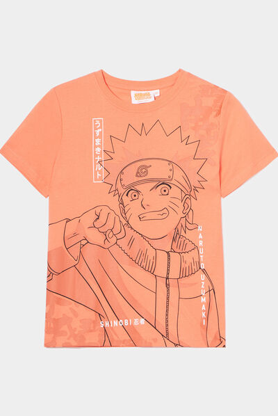T-shirt droit manches courtes Naruto orange foncé garçon