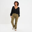 Gilet boutonné col en V noir femme