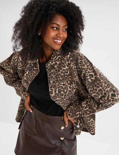 Surchemise en jean coton marron femme