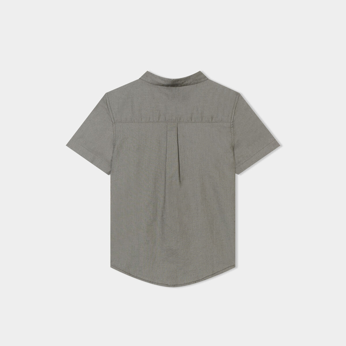Chemise manches courtes lin mélangé vert kaki garçon