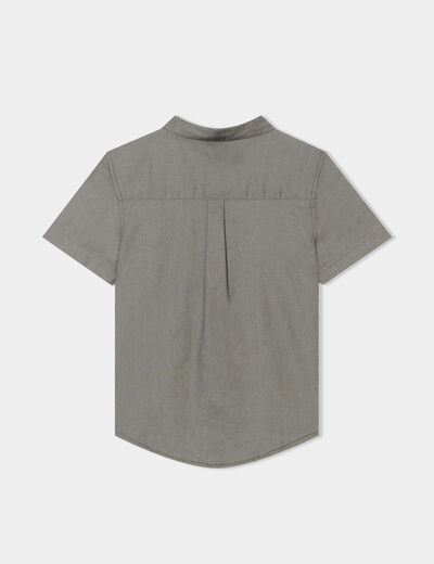 Chemise manches courtes lin mélangé vert kaki garçon