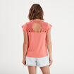 T-shirt épaules et dos macramé rose corail femme