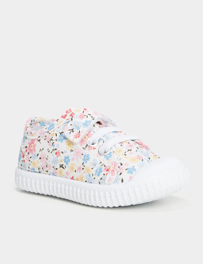 Tennis basses en toile à scratchs multicolore bébé fille
