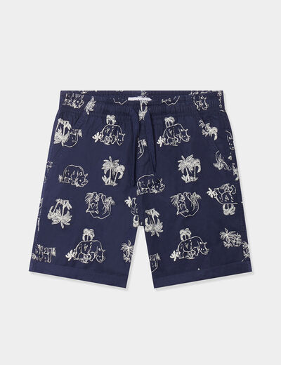 Short bermuda droit taille élastiquée bleu marine garçon