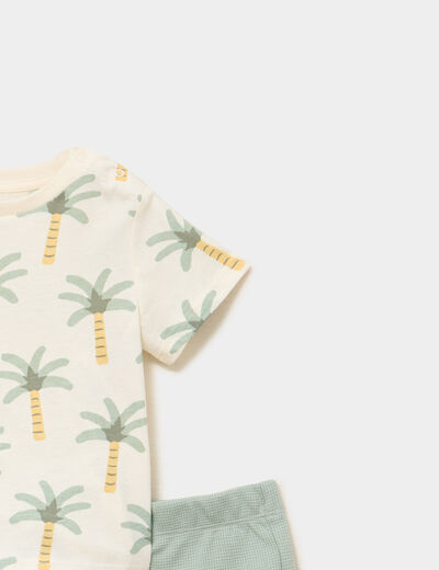 Ensemble short et t-shirt coton ecru b&eacute;b&eacute; gar&ccedil;on