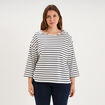 T-shirt manches 3/4 boutons &eacute;paules ecru femme grande taille